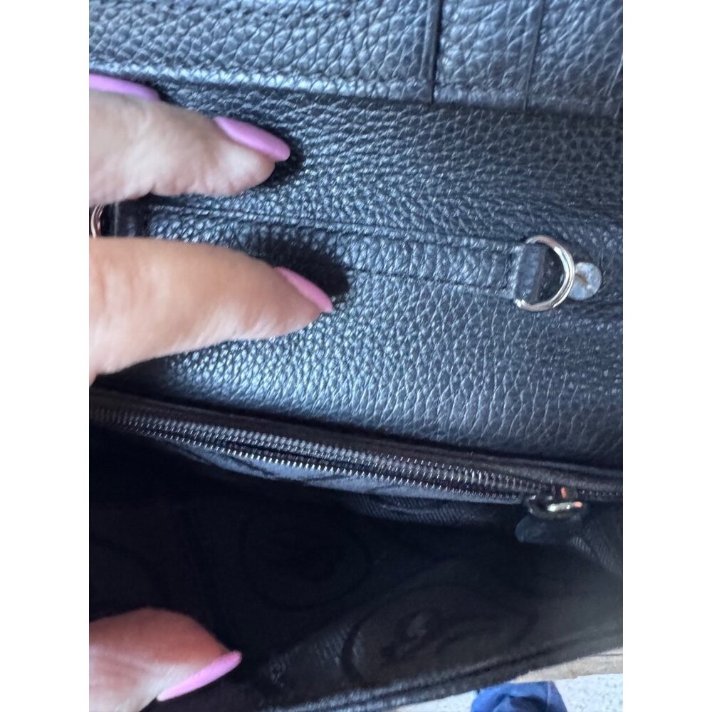 Brighton Black Croc Embossed Leather Organizer Wallet Mini Clutch Braided Handle - Picture 3 of 8